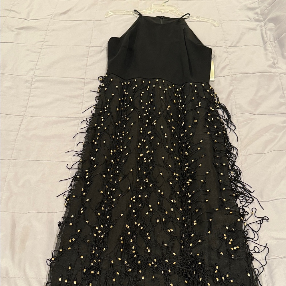 Badgley Mischka Black Maxi Dress with Beaded Details